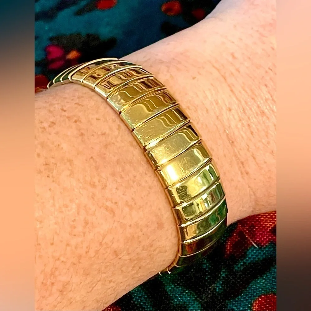 Vintage Monet Gold-Tone Bracelet Link Egyptian Revival Signed Jewelry 1980s EUC